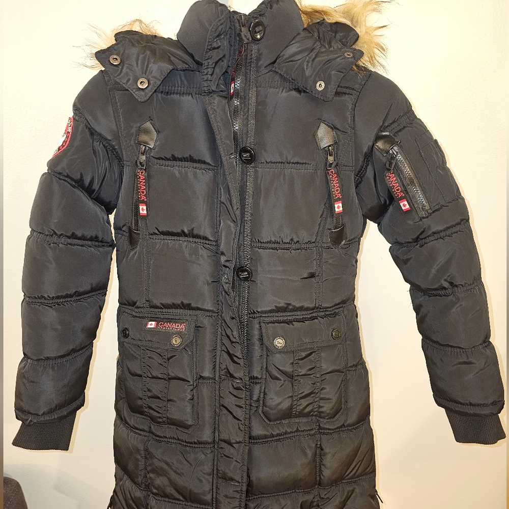 Canada Black Hooded Winter Coat Lg 14/16